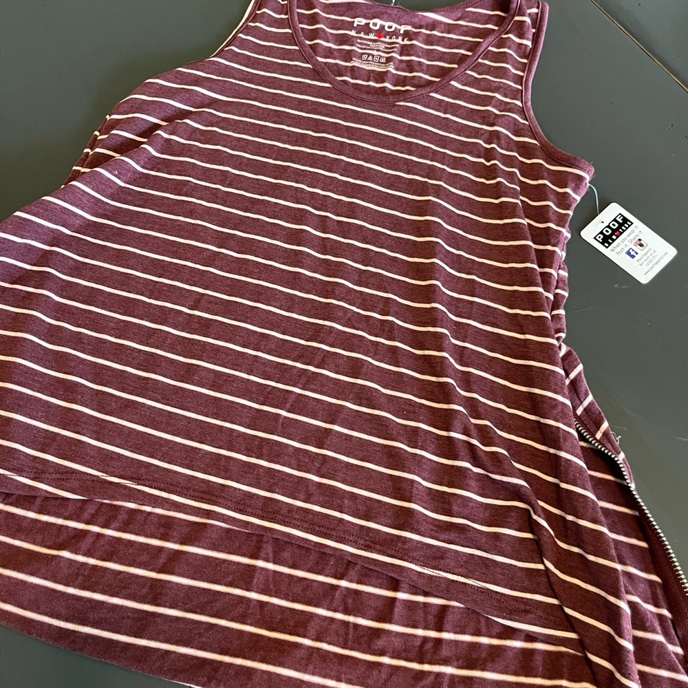 Poof New York striped tank top w/ zipper sides